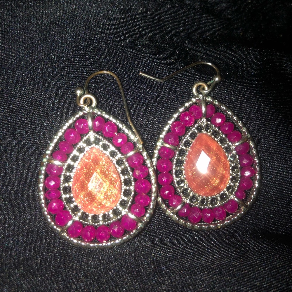 Pink Beaded Earrings